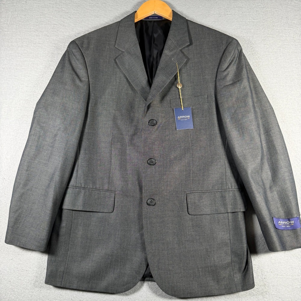 Arrow USA 1851 Mens 40 Short Charcoal Grey 3 Button Suit Separate Blazer A922023